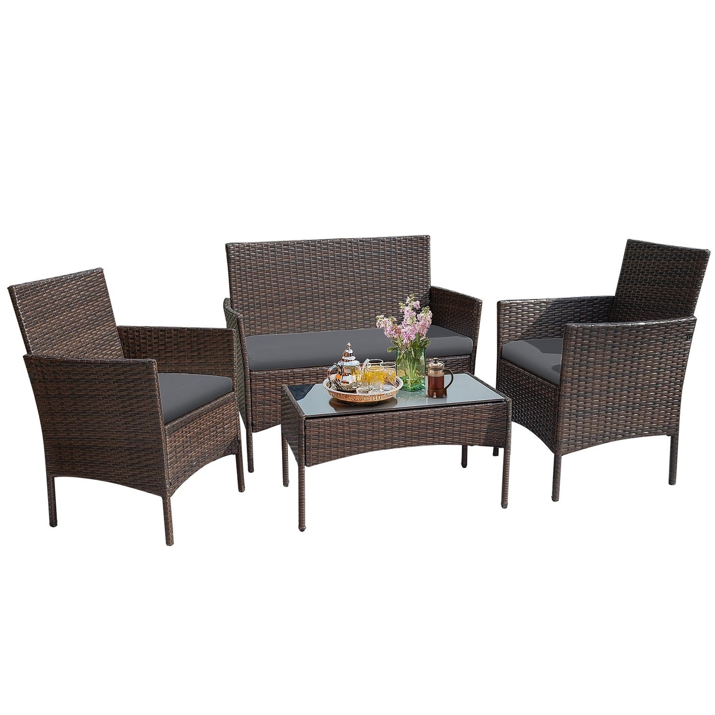 Ensemble de patio extérieur Homall PE Rattan 4 pièces