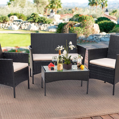 Ensemble de patio extérieur Homall PE Rattan 4 pièces