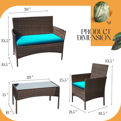 Ensemble de patio extérieur Homall PE Rattan 4 pièces