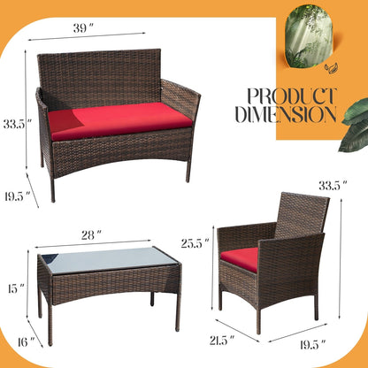 Ensemble de patio extérieur Homall PE Rattan 4 pièces