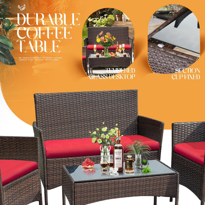 Ensemble de patio extérieur Homall PE Rattan 4 pièces