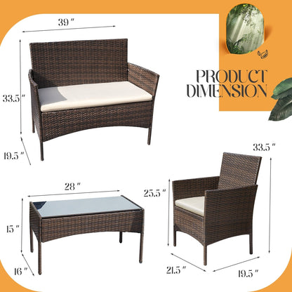 Ensemble de patio extérieur Homall PE Rattan 4 pièces