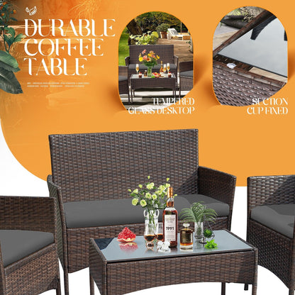 Ensemble de patio extérieur Homall PE Rattan 4 pièces