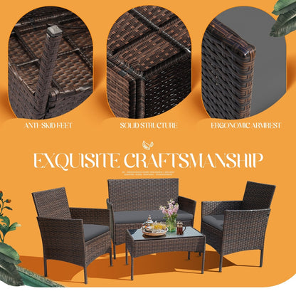 Ensemble de patio extérieur Homall PE Rattan 4 pièces