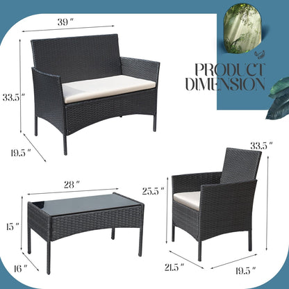 Ensemble de patio extérieur Homall PE Rattan 4 pièces