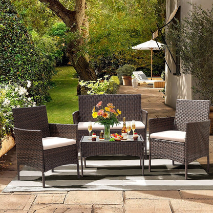 Ensemble de patio extérieur Homall PE Rattan 4 pièces