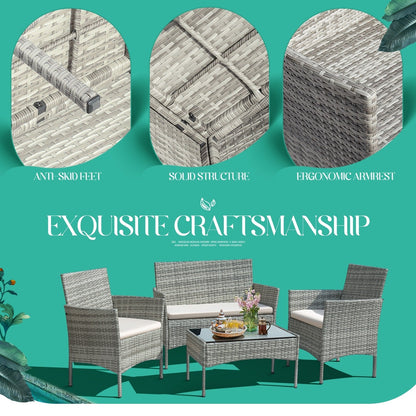 Ensemble de patio extérieur Homall PE Rattan 4 pièces