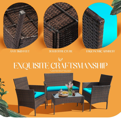 Ensemble de patio extérieur Homall PE Rattan 4 pièces
