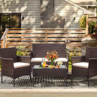 Ensemble de patio extérieur Homall PE Rattan 4 pièces