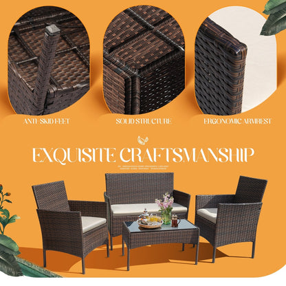 Ensemble de patio extérieur Homall PE Rattan 4 pièces