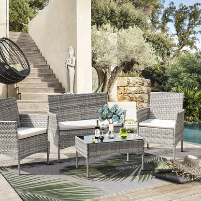 Ensemble de patio extérieur Homall PE Rattan 4 pièces