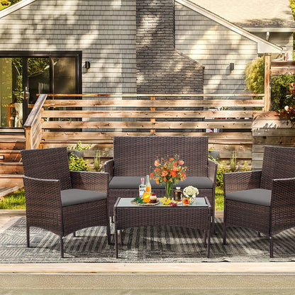 Ensemble de patio extérieur Homall PE Rattan 4 pièces