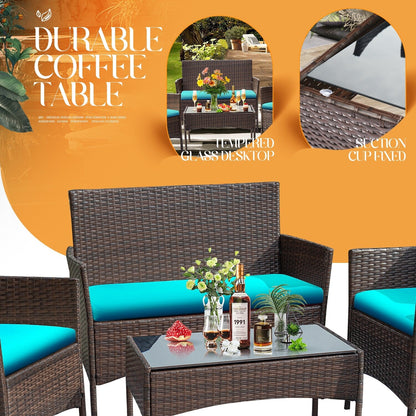 Ensemble de patio extérieur Homall PE Rattan 4 pièces