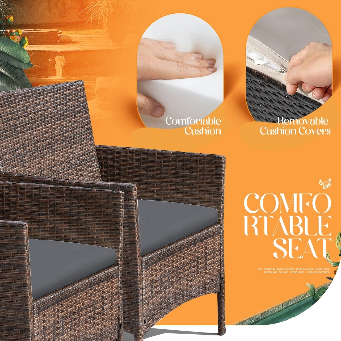 Ensemble de patio extérieur Homall PE Rattan 4 pièces