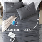 Parure de lit avec pochette de rangement en microfibre douce et essentielle pour draps intelligents