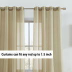 HLC.me Lot de 2 rideaux de fenêtre semi-transparents à œillets pour chambre à coucher et salon