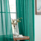 HLC.me Lot de 2 rideaux de fenêtre semi-transparents à œillets pour chambre à coucher et salon