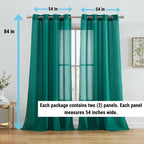 HLC.me Lot de 2 rideaux de fenêtre semi-transparents à œillets pour chambre à coucher et salon