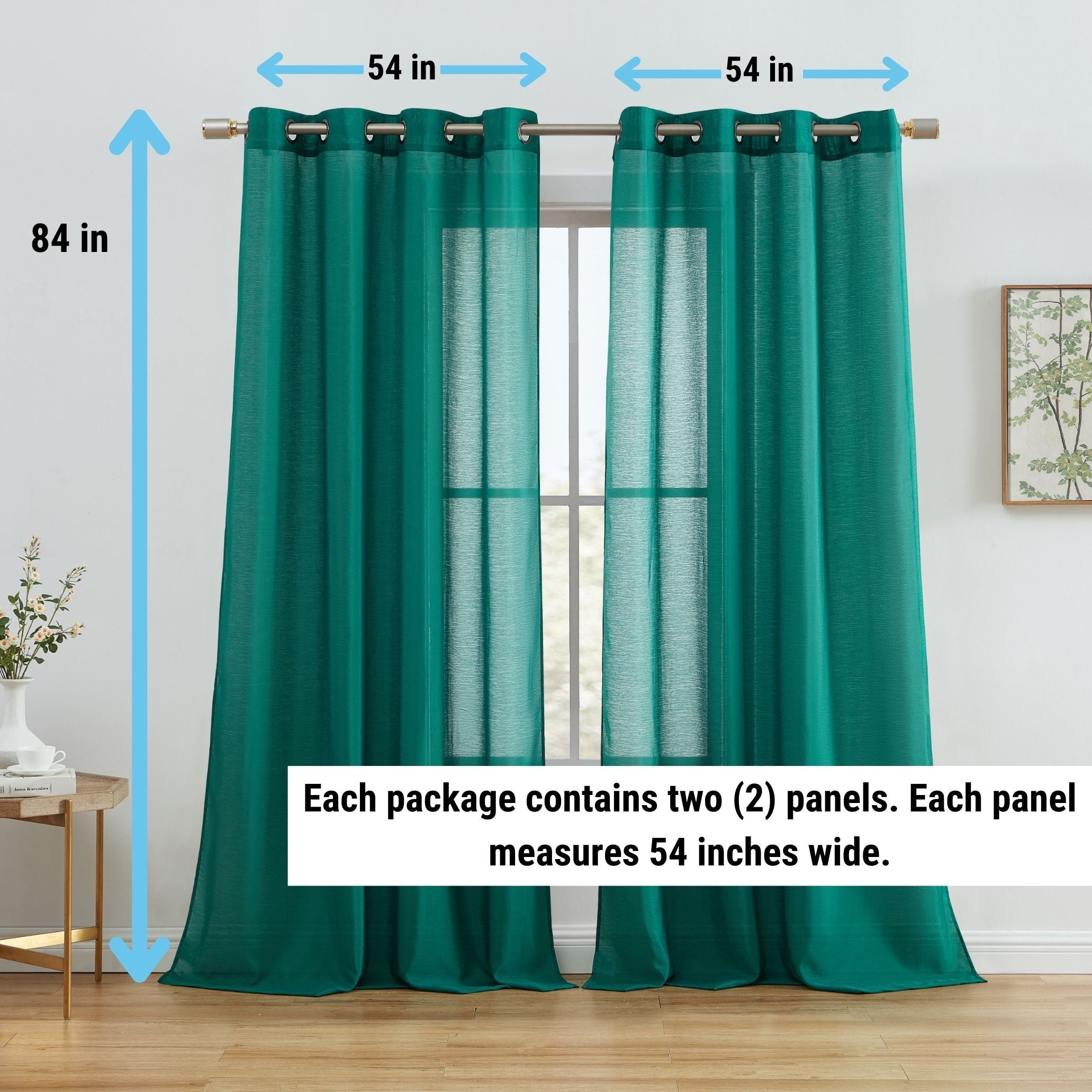 HLC.me Lot de 2 rideaux de fenêtre semi-transparents à œillets pour chambre à coucher et salon