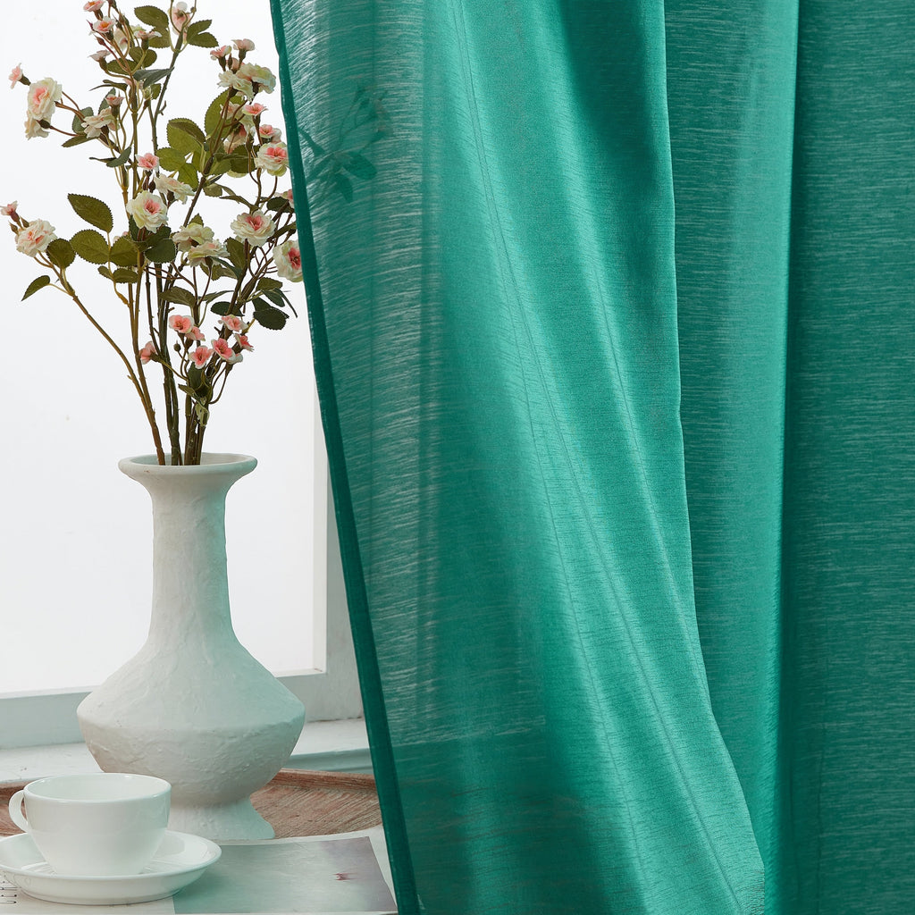HLC.me Lot de 2 rideaux de fenêtre semi-transparents à œillets pour chambre à coucher et salon