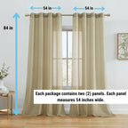 HLC.me Lot de 2 rideaux de fenêtre semi-transparents à œillets pour chambre à coucher et salon