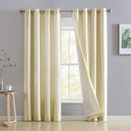HLC.me Jefferson Rideau de fenêtre semi-transparent en imitation soie, filtrant la lumière, doublé, à œillets, pour chambre à coucher, 2 panneaux