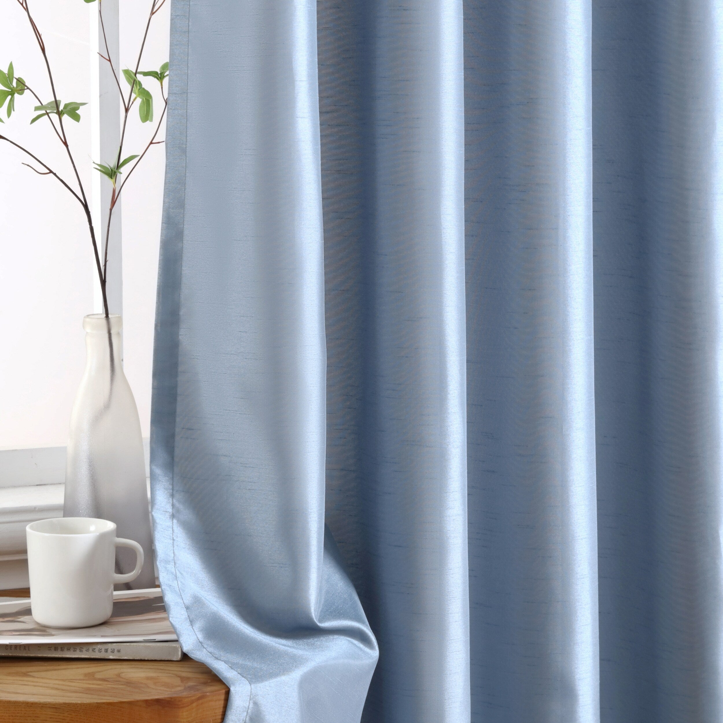 HLC.me Jefferson Rideau de fenêtre semi-transparent en imitation soie, filtrant la lumière, doublé, à œillets, pour chambre à coucher, 2 panneaux