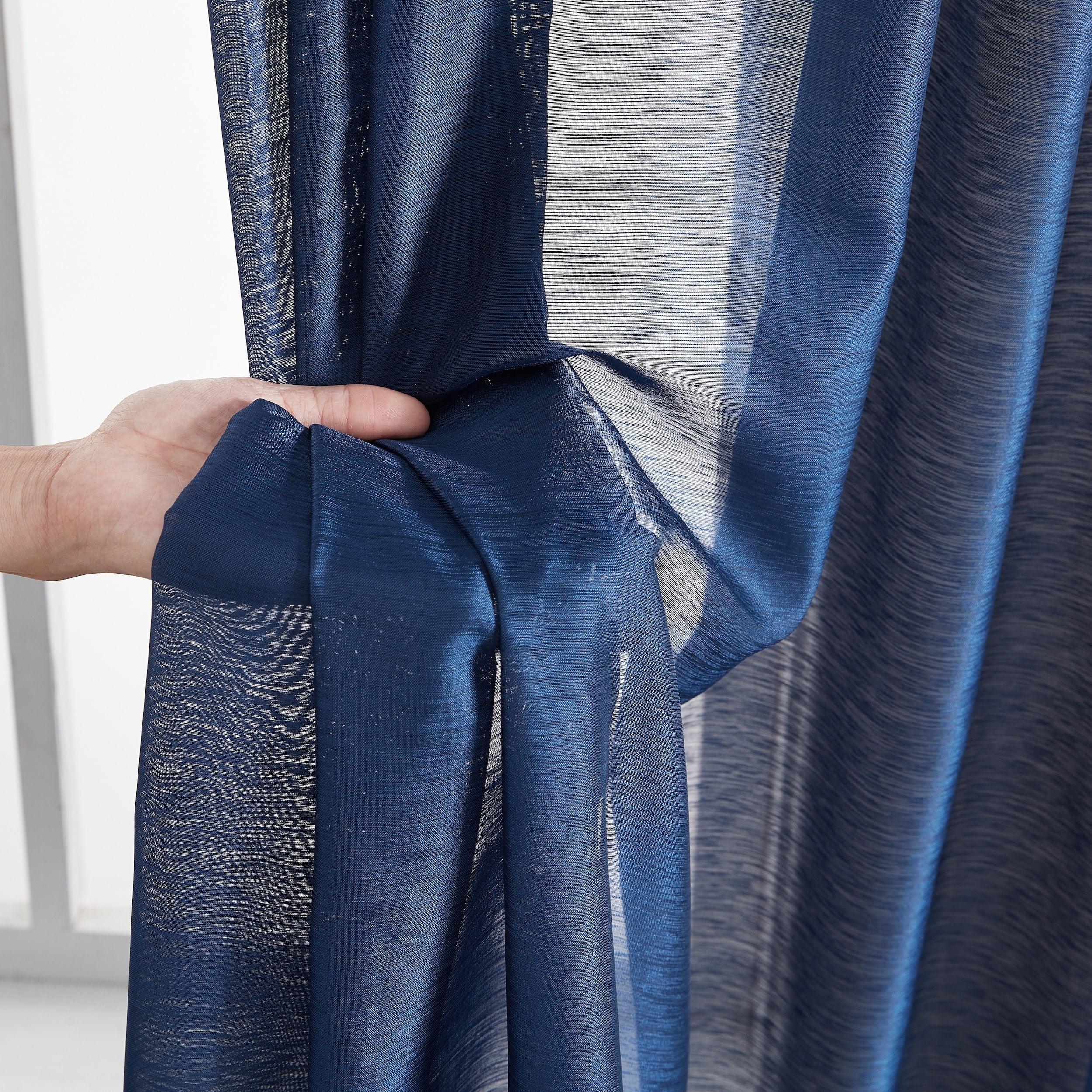 HLC.me Lauren Lot de 2 rideaux semi-transparents avec passe-tringle et languette arrière