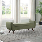 HomePop Modern Sherpa Storage Bench with Wood Legs