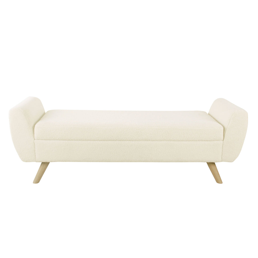 HomePop Modern Sherpa Storage Bench with Wood Legs