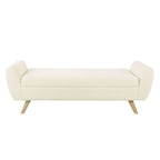 HomePop Modern Sherpa Storage Bench with Wood Legs