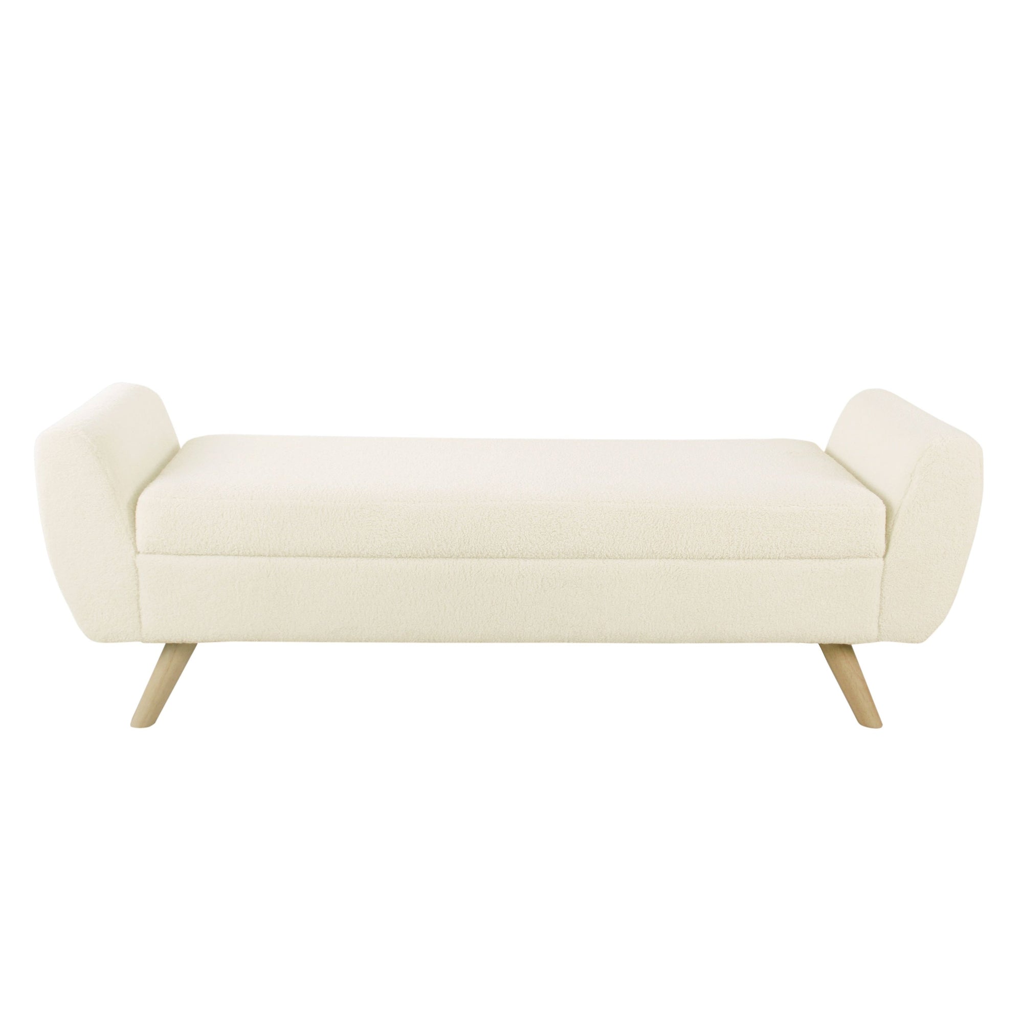 HomePop Modern Sherpa Storage Bench with Wood Legs