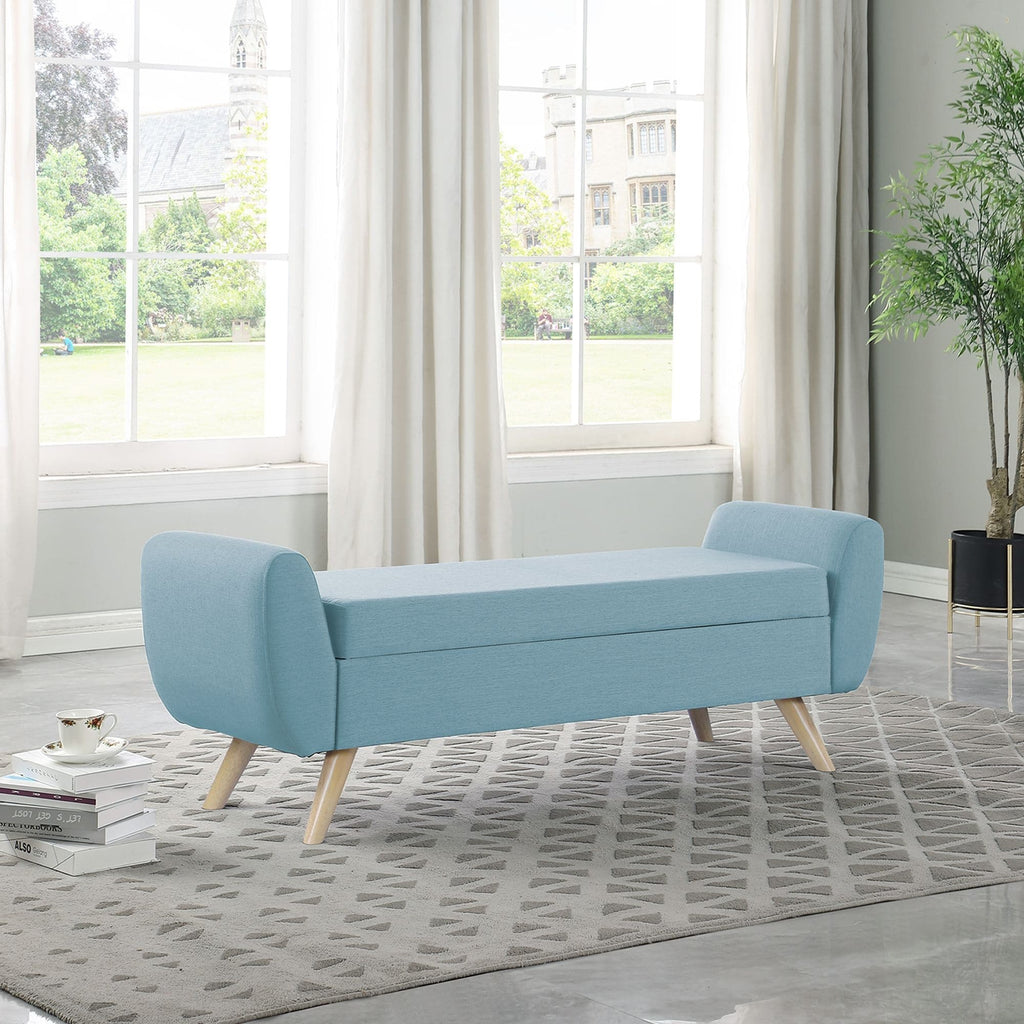 HomePop Modern Sherpa Storage Bench with Wood Legs