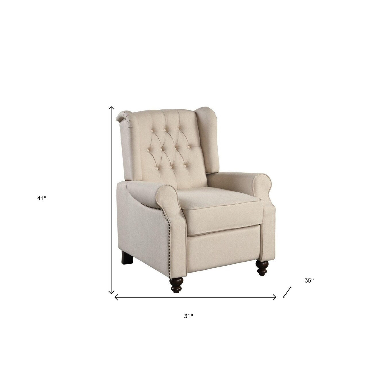 Fauteuil inclinable club manuel HomeRoots 31 en microfibre beige