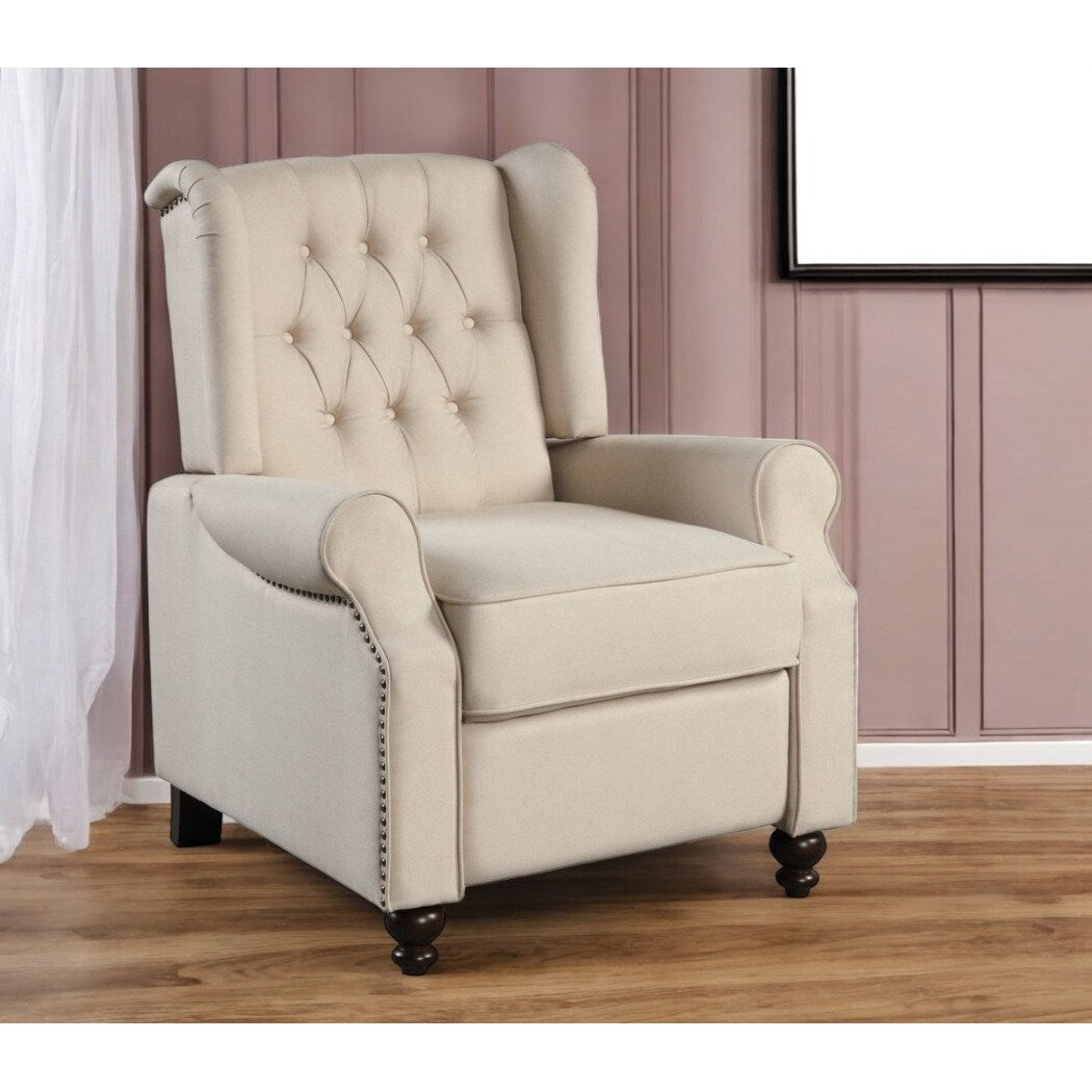 Fauteuil inclinable club manuel HomeRoots 31 en microfibre beige