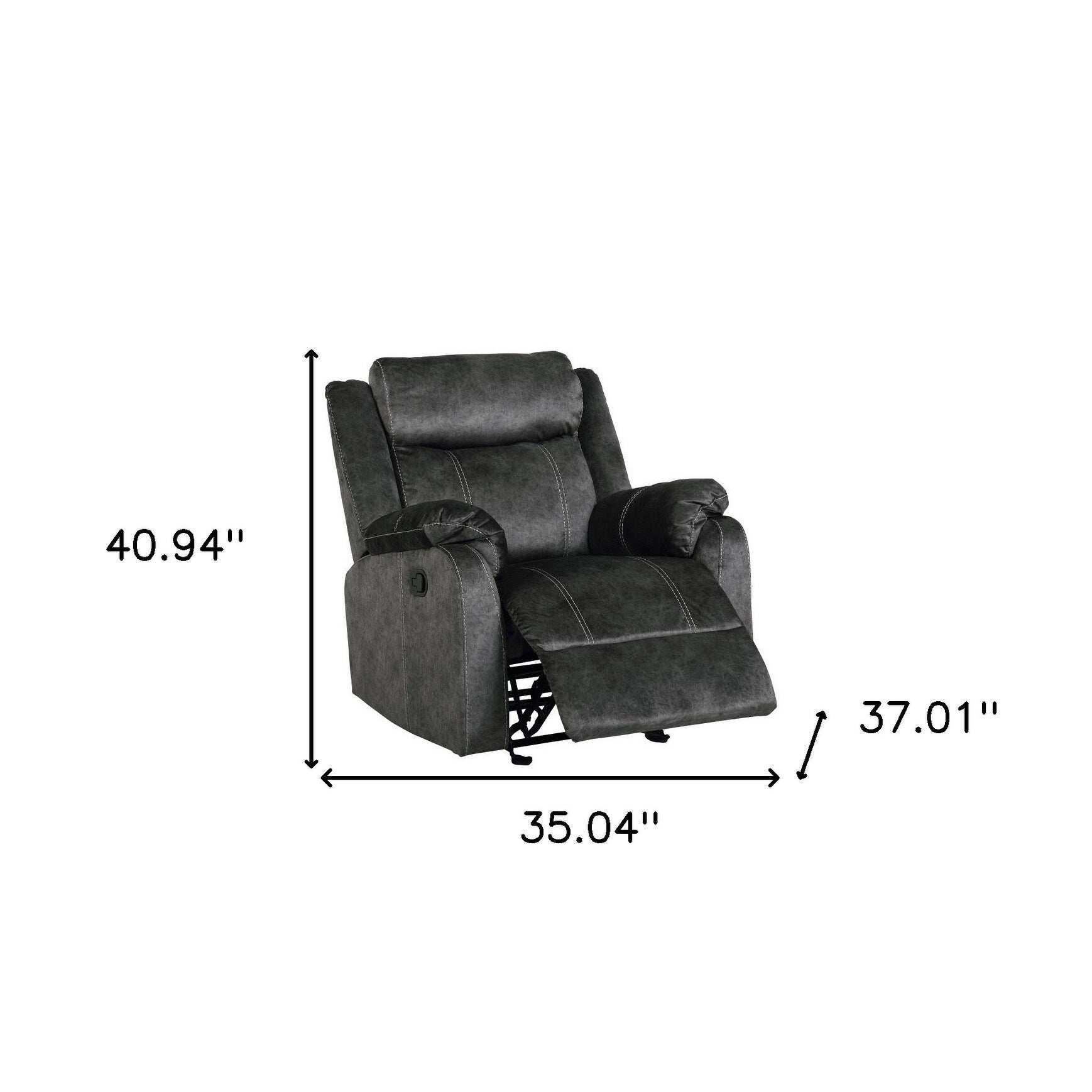 Fauteuil inclinable manuel HomeRoots 35 en tissu gris granit