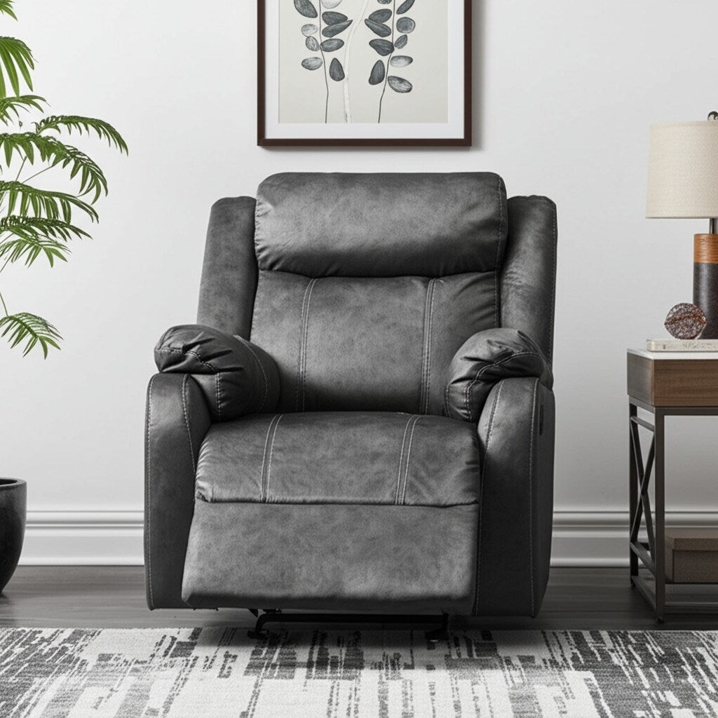 Fauteuil inclinable manuel HomeRoots 35 en tissu gris granit