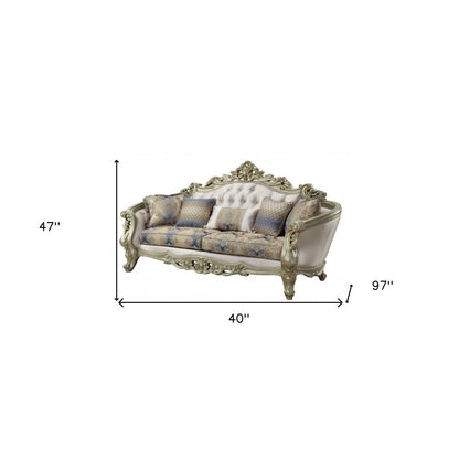 Coussins de canapé et d'appoint incurvés HomeRoots 36 en mélange de polyester perlé à motif floral - 40' x 97' x 47'