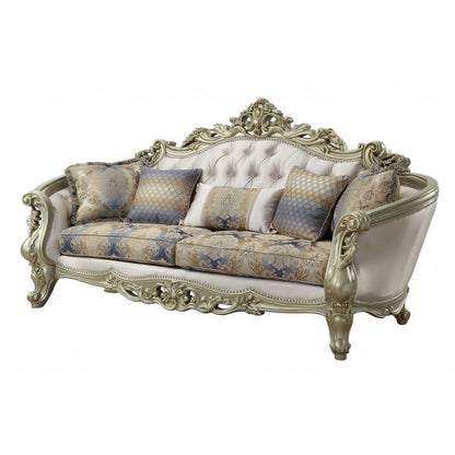 Coussins de canapé et d'appoint incurvés HomeRoots 36 en mélange de polyester perlé à motif floral - 40' x 97' x 47'