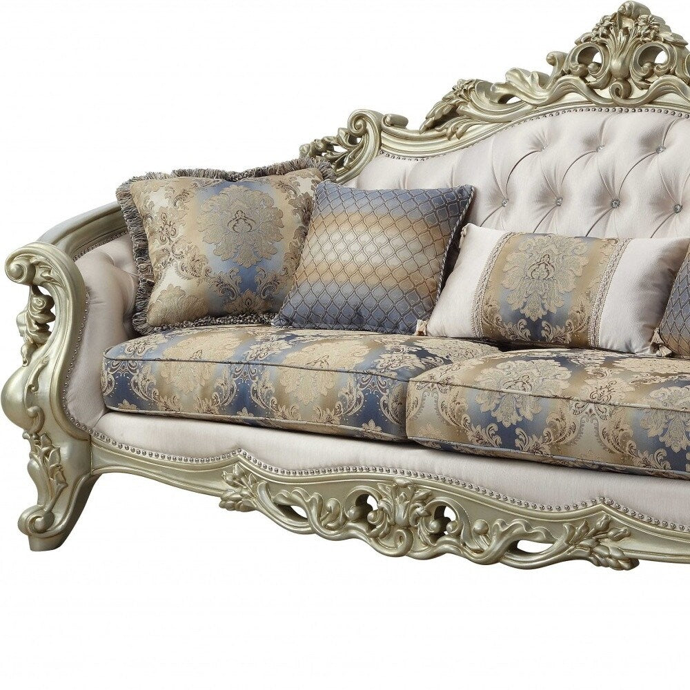 Coussins de canapé et d'appoint incurvés HomeRoots 36 en mélange de polyester perlé à motif floral - 40' x 97' x 47'