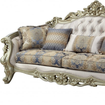 Coussins de canapé et d'appoint incurvés HomeRoots 36 en mélange de polyester perlé à motif floral - 40' x 97' x 47'
