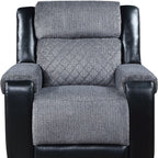 Fauteuil inclinable manuel HomeRoots 39 en similicuir et tissu noir et gris