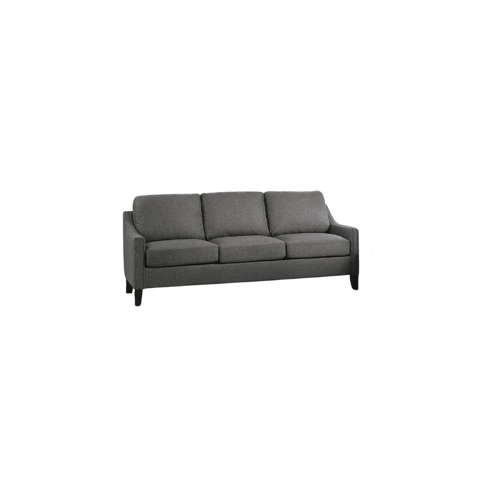 Canapé HomeRoots 68 en lin gris avec pieds noirs – 68' x 31' x 36'