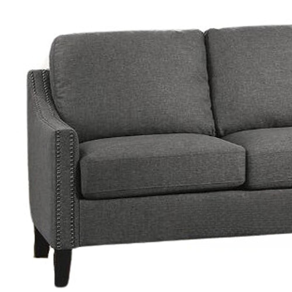 Canapé HomeRoots 68 en lin gris avec pieds noirs – 68' x 31' x 36'