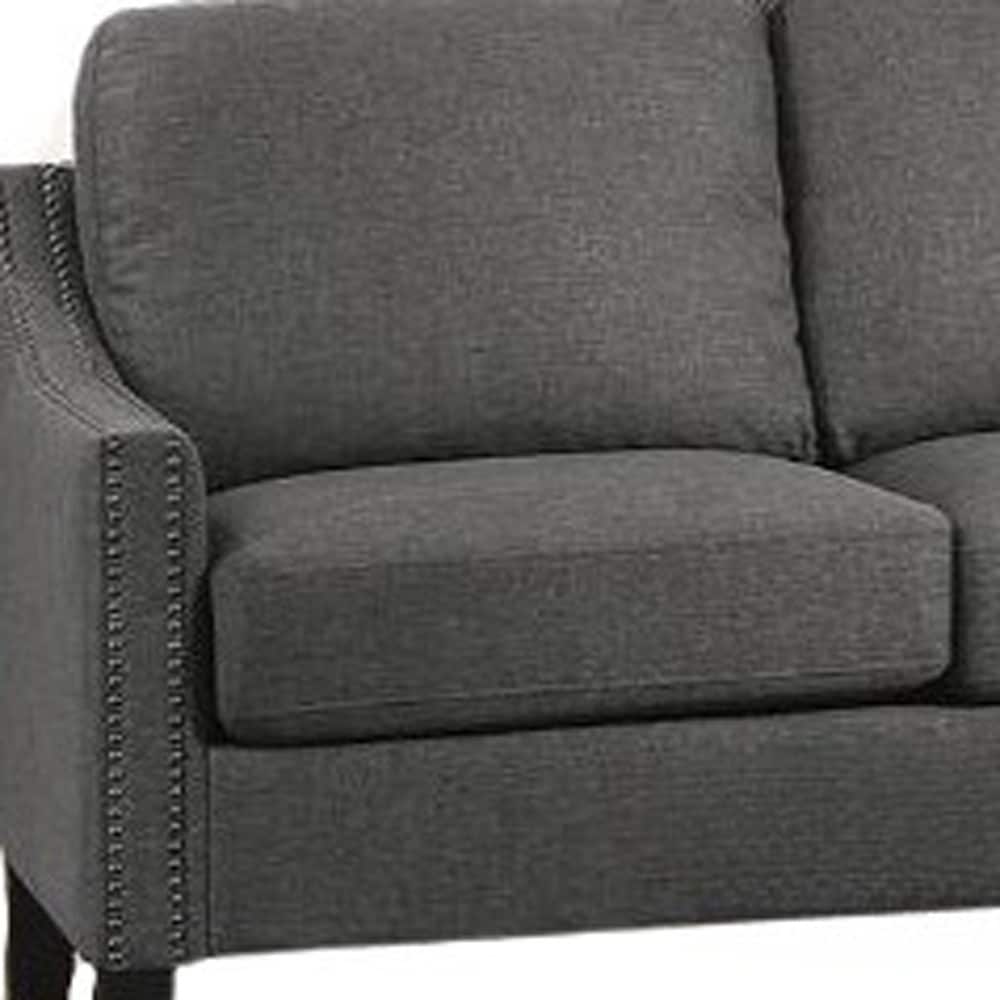 Canapé HomeRoots 68 en lin gris avec pieds noirs – 68' x 31' x 36'