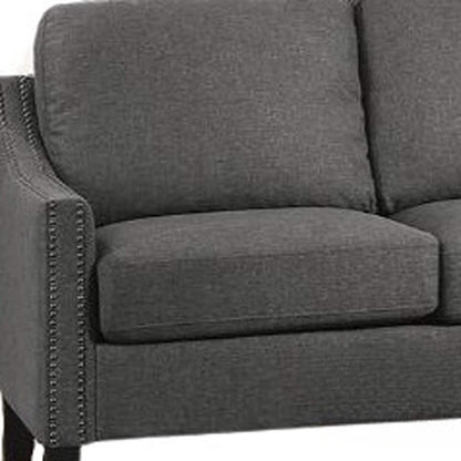 Canapé HomeRoots 68 en lin gris avec pieds noirs – 68' x 31' x 36'