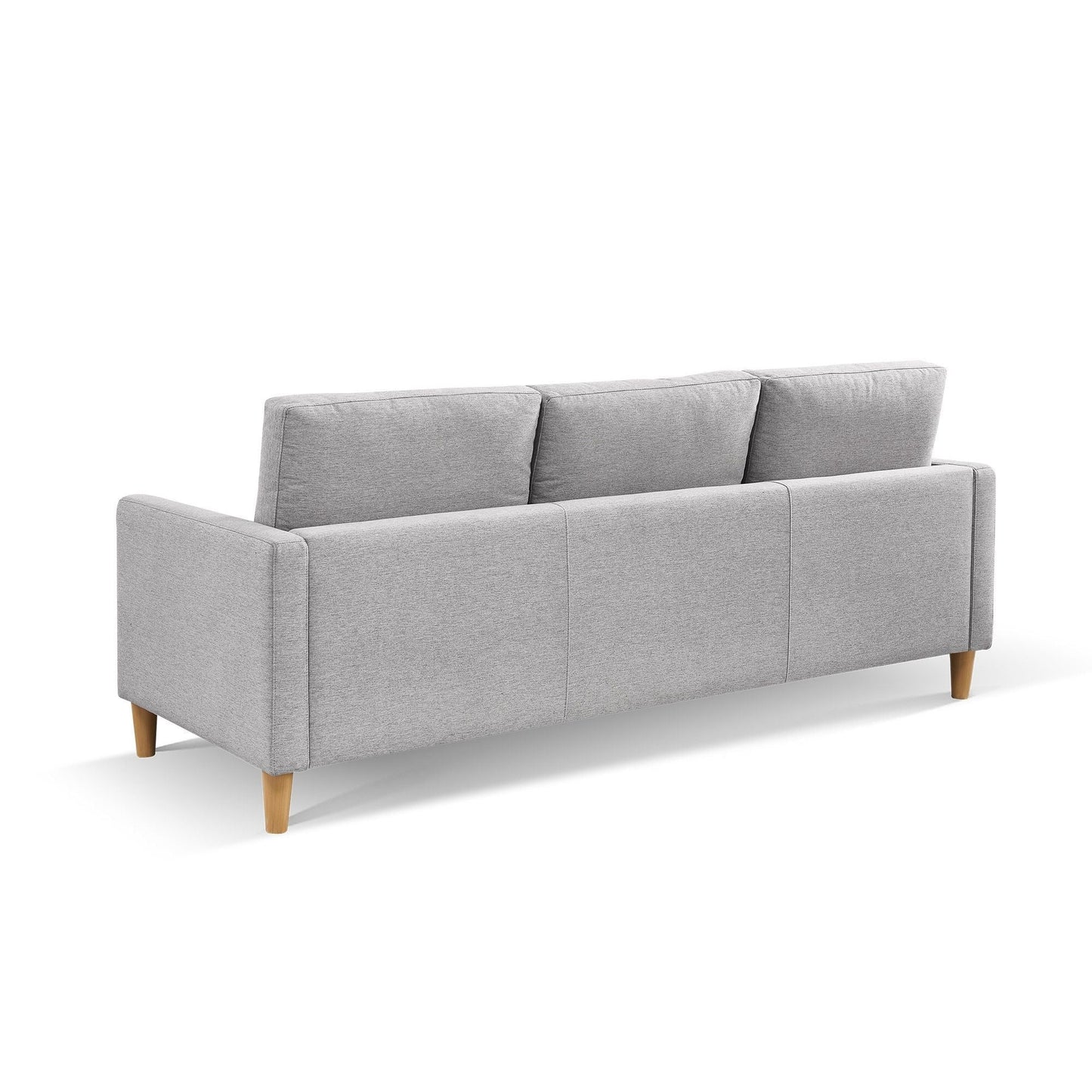 Canapé HomeRoots 87 en polyester gris clair avec pouf et pieds naturels - 87