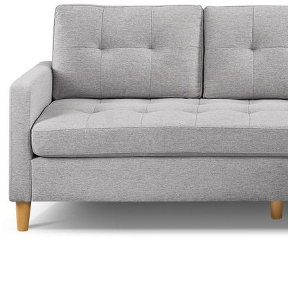 Canapé HomeRoots 87 en polyester gris clair avec pouf et pieds naturels - 87