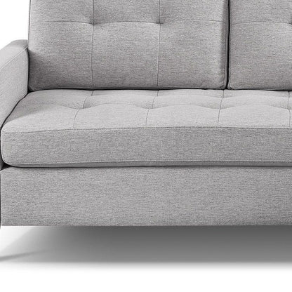 Canapé HomeRoots 87 en polyester gris clair avec pouf et pieds naturels - 87