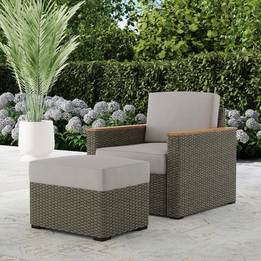 Ensemble de 2 fauteuils et poufs d'extérieur Boca Raton de Homestyles